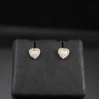 Real 10K Gold Diamond Heart Studs 0.39 CTW