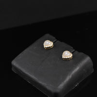 Real 10K Gold Diamond Heart Studs 0.39 CTW