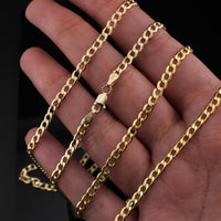 Cadena Cubana de Oro de 10K auténtico de 3.5mm