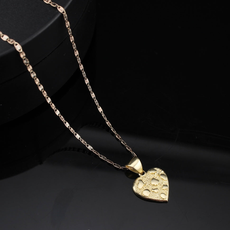 Real 10K Gold Nugget Heart with Chain