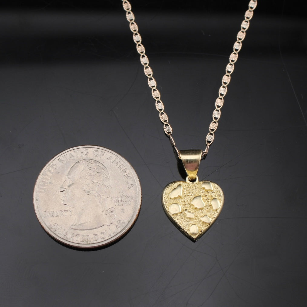 Real 10K Gold Nugget Heart with Chain