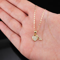 10K Real Gold Heart with Key & Chain - alternate view - ICEbyAK