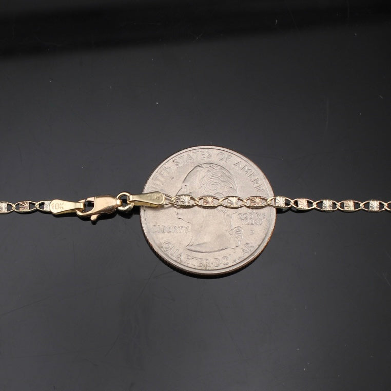 Cadena Valentino de oro de 10K auténtico de 2.5mm