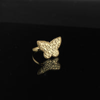 Anillo de mariposa pepita de oro de 10K auténtico