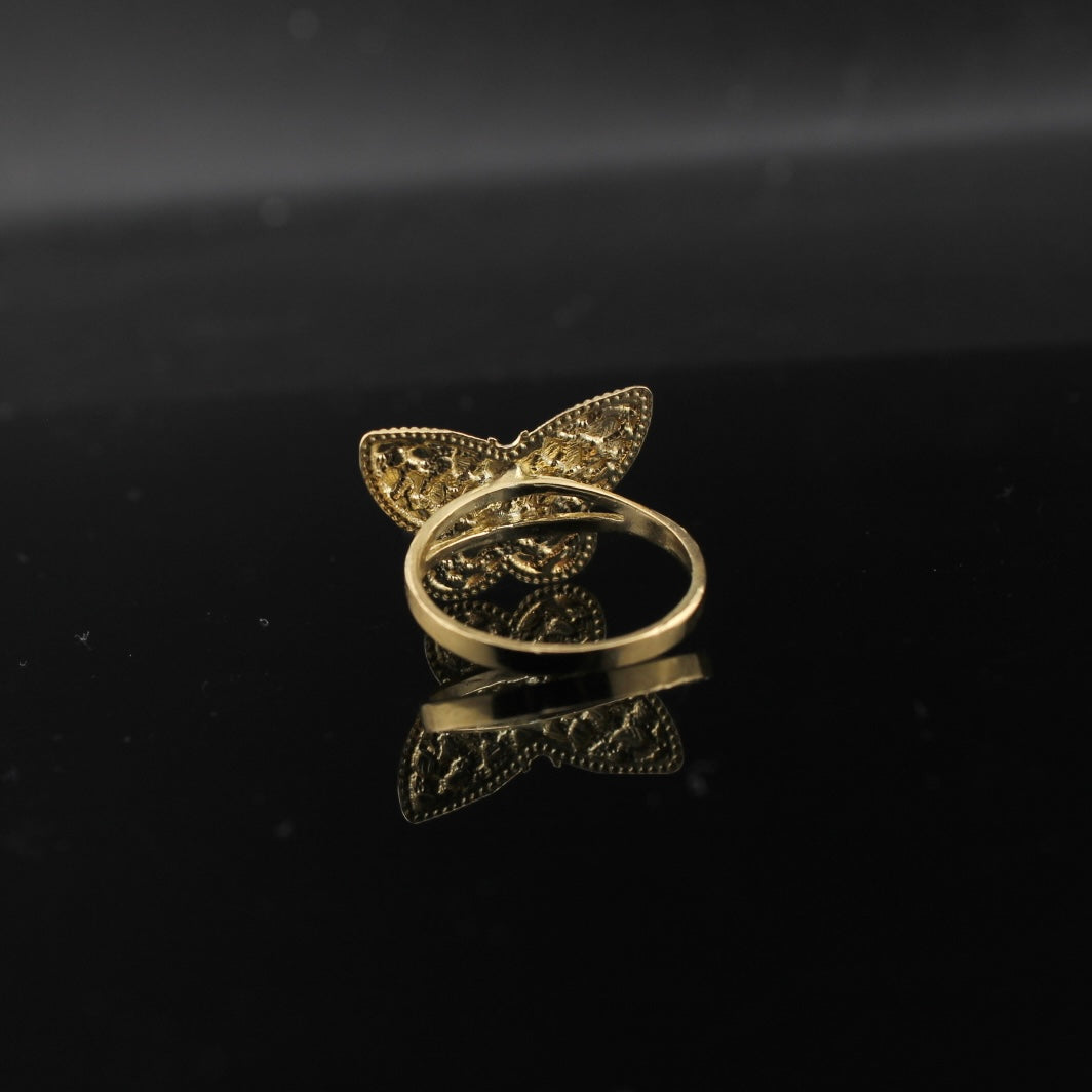 Anillo de mariposa pepita de oro de 10K auténtico