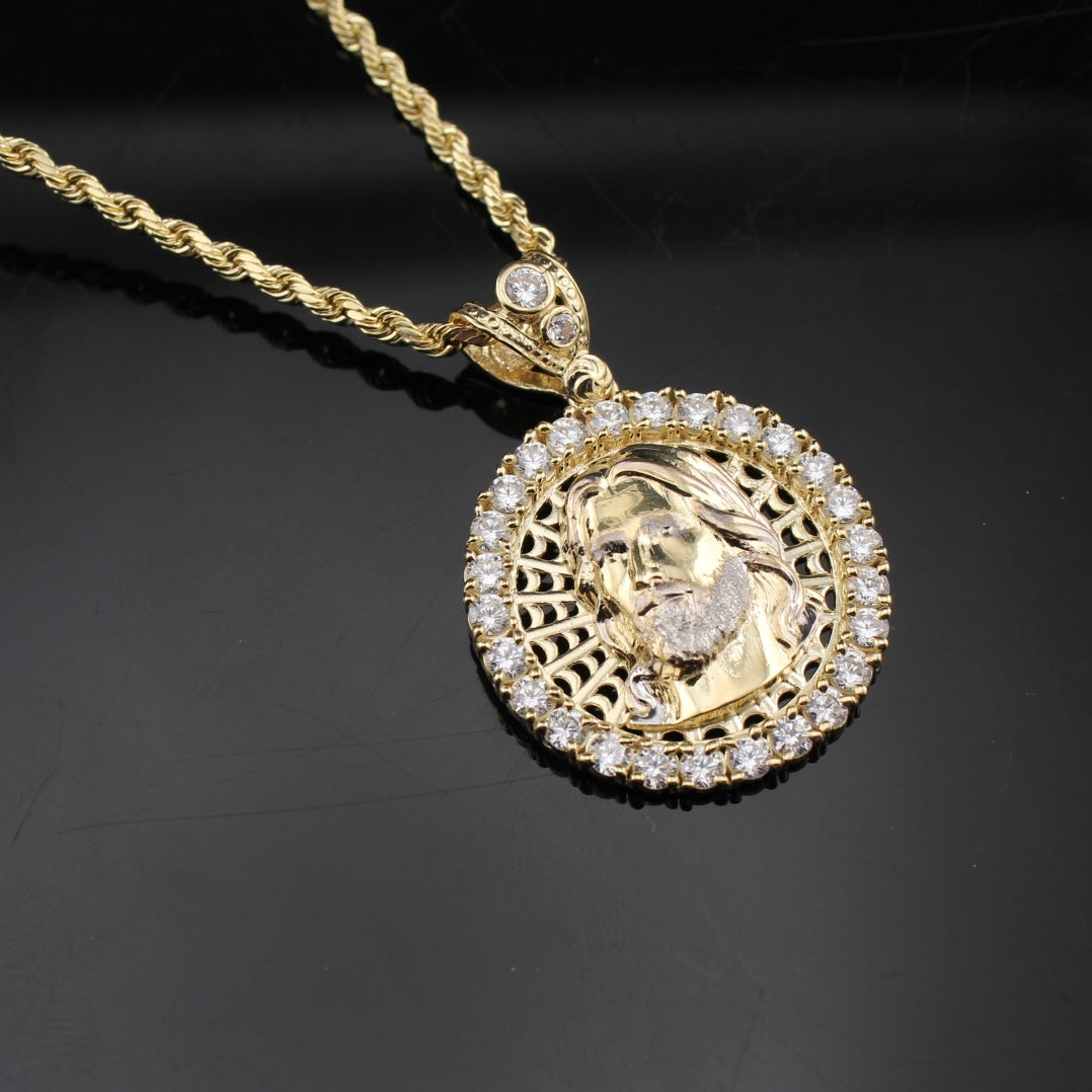 Real 10K Gold Jesus Pendant & Chain