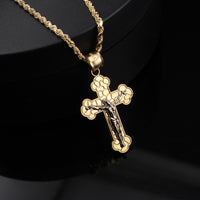 Colgante y cadena de cruz con pepita de oro de 10 quilates auténtico
