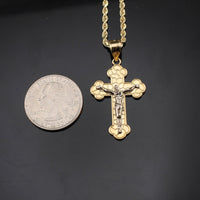 Colgante y cadena de cruz con pepita de oro de 10 quilates auténtico