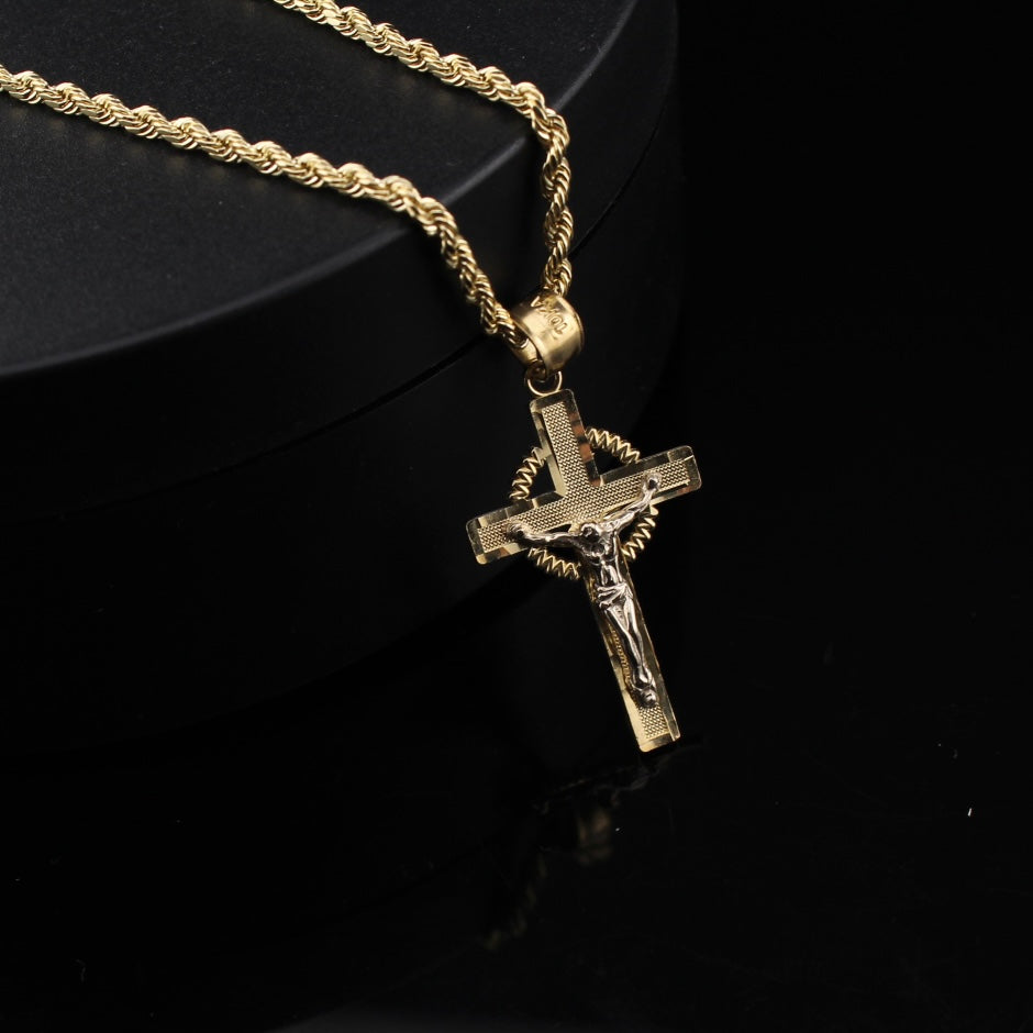 Real 10K Gold Cross Pendant & Chain