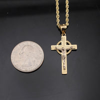 Real 10K Gold Cross Pendant & Chain