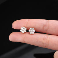 Pendientes de tuerca de oro rosa de 10 quilates con diamantes de 1,5 CTW