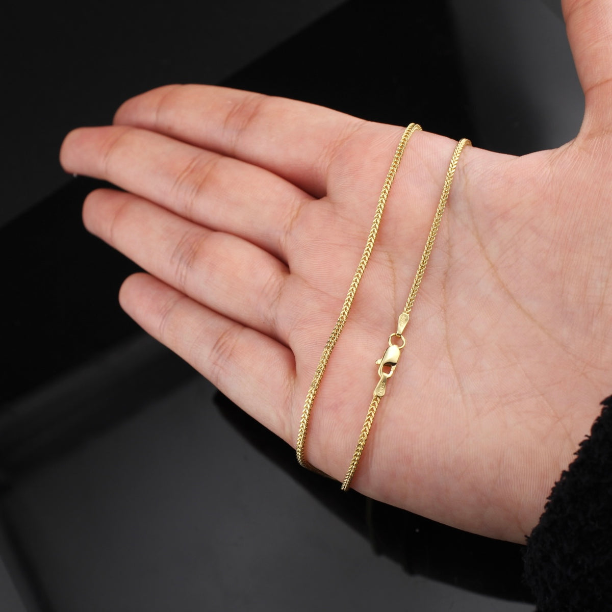 Cadena Franco de oro de 10K auténtico de 1.5mm
