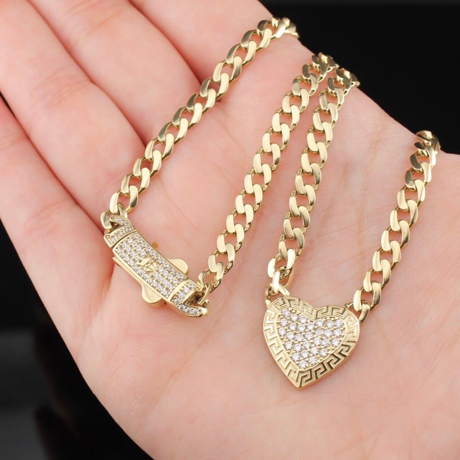 Collar de cadena de oro cubana de 10K auténtico