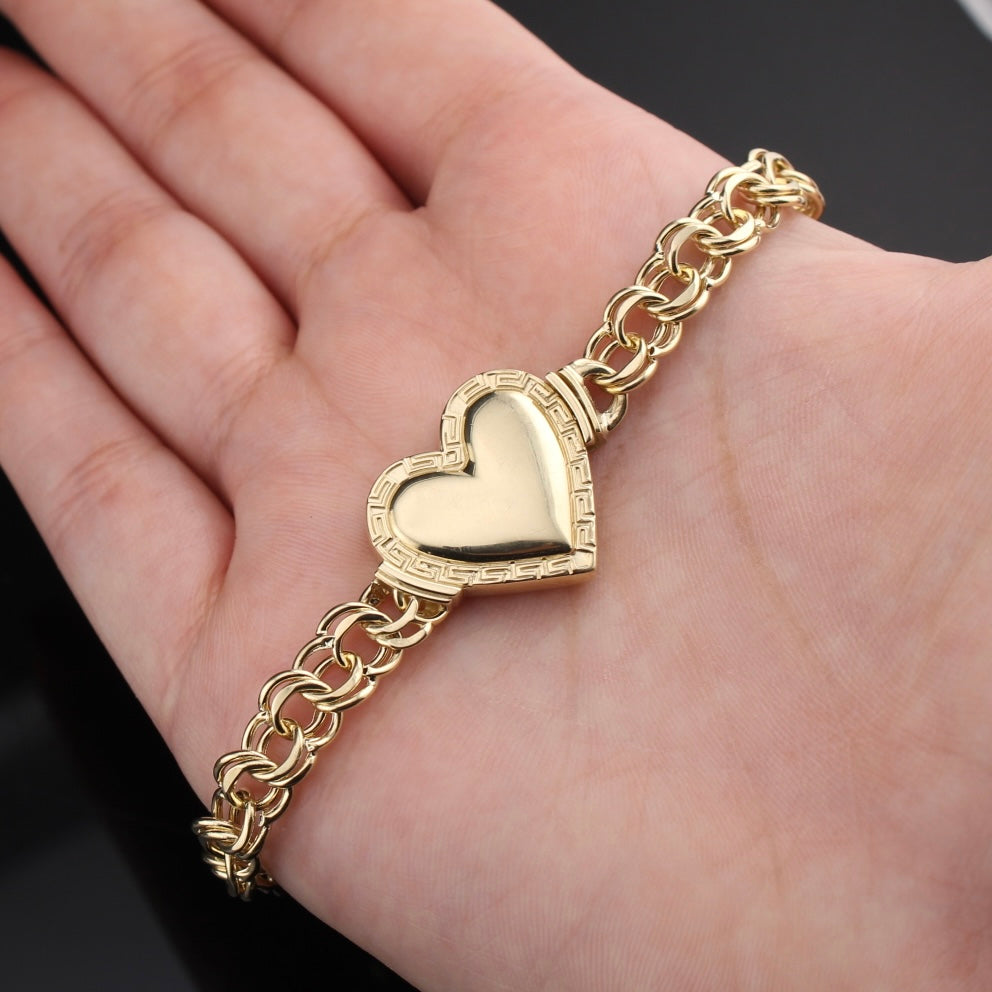 Real 10K Gold Chino Heart Bracelet