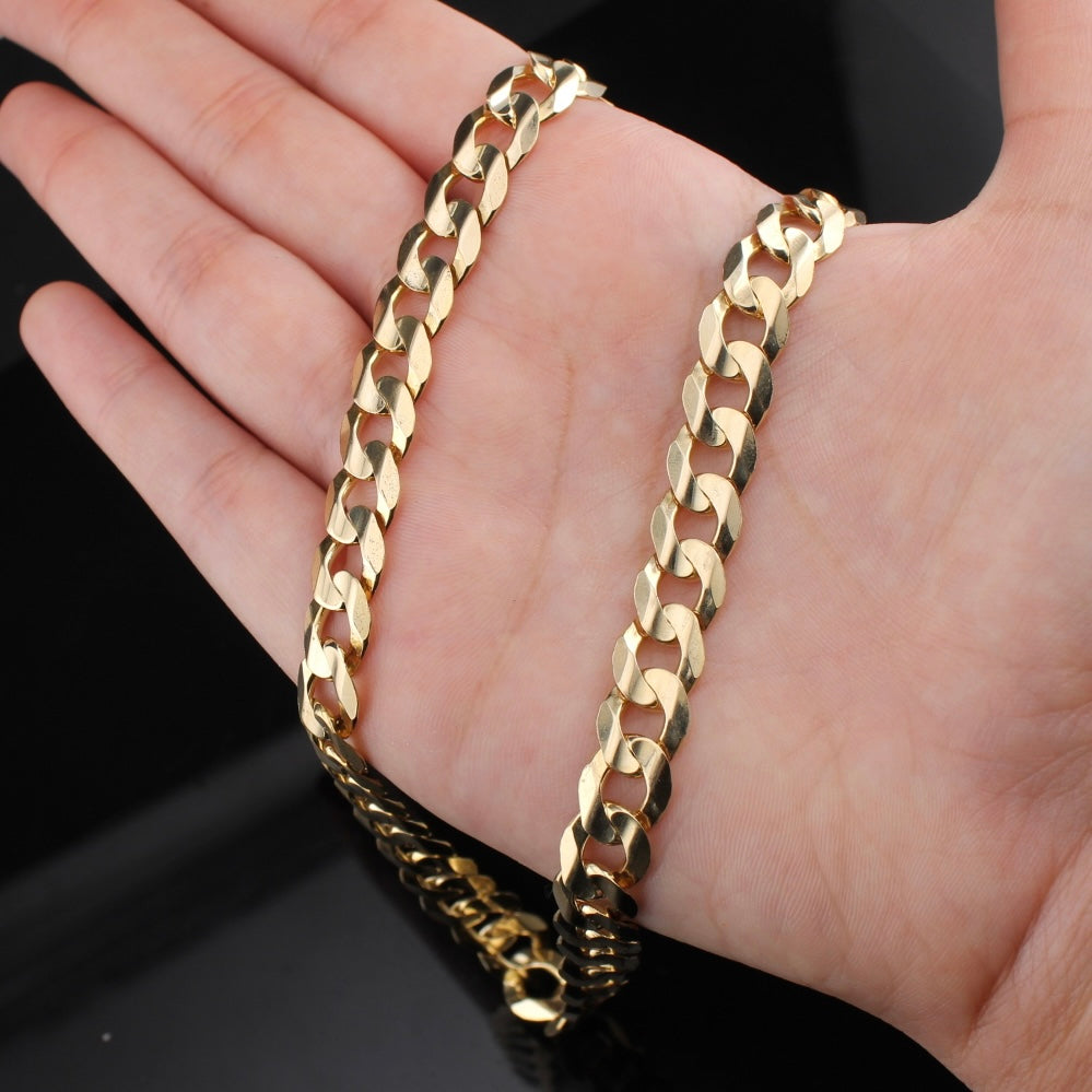 Cadena cubana de oro de 10K real