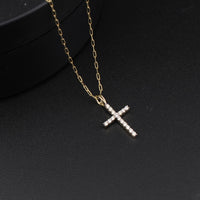 Real 10K Gold Diamond Cross Pendant & Chain
