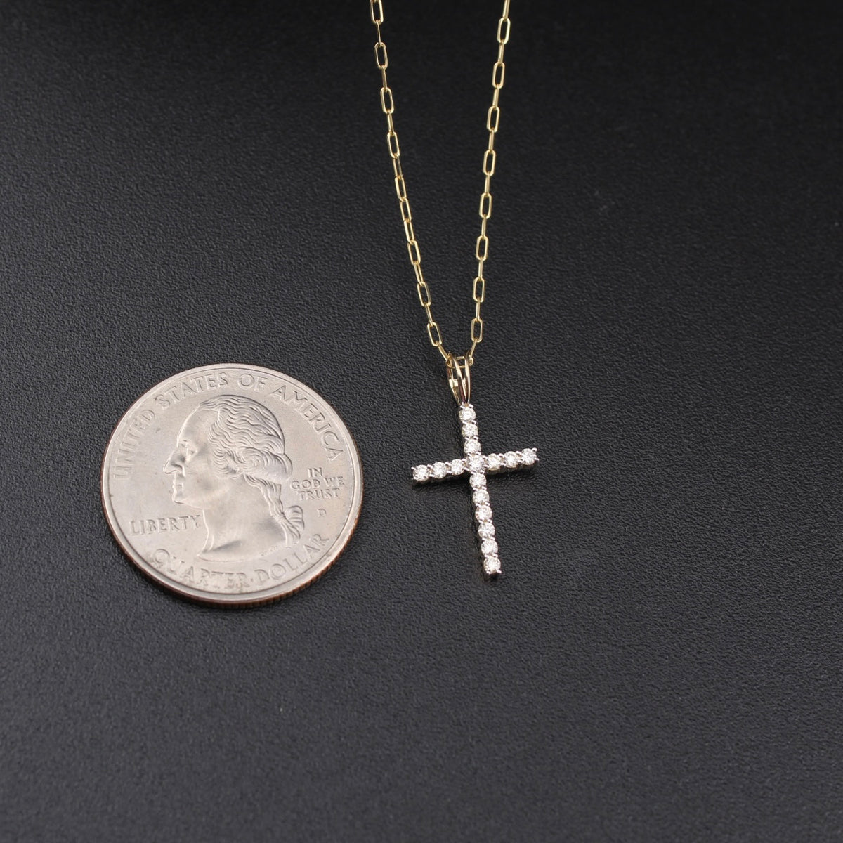 Real 10K Gold Diamond Cross Pendant & Chain
