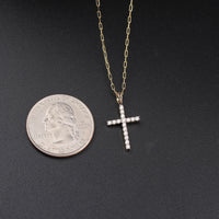 Real 10K Gold Diamond Cross Pendant & Chain