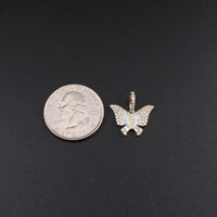 Colgante de mariposa con diamantes de oro de 10K auténtico