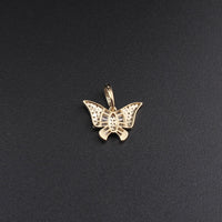 Colgante de mariposa con diamantes de oro de 10K auténtico