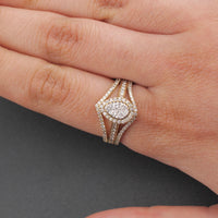 Anillo de pera con diamante de oro de 10 quilates auténtico