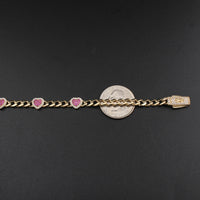 Pulsera de corazón de oro de 10K real