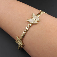 Pulsera de Mariposa de Oro de 10K auténtico