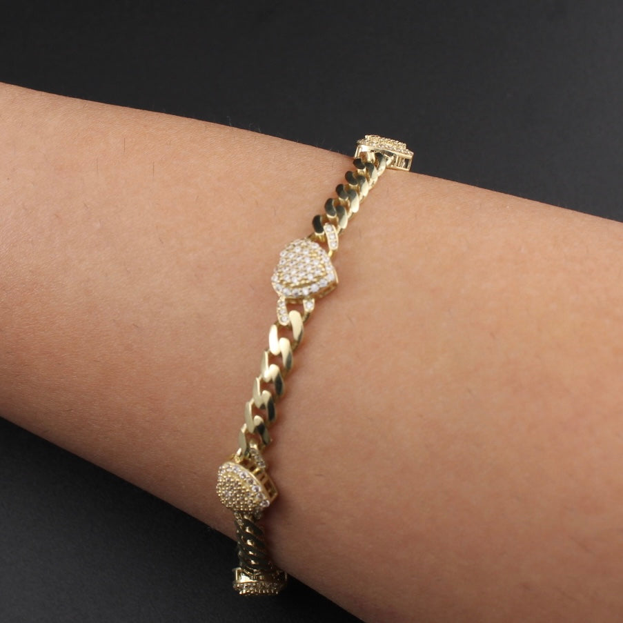 Real 10K Gold Heart Bracelet