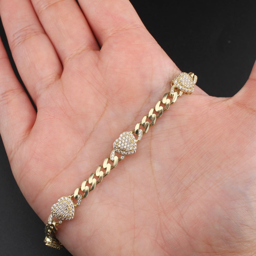 Real 10K Gold Heart Bracelet