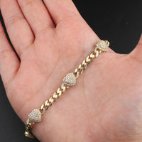 Real 10K Gold Heart Bracelet