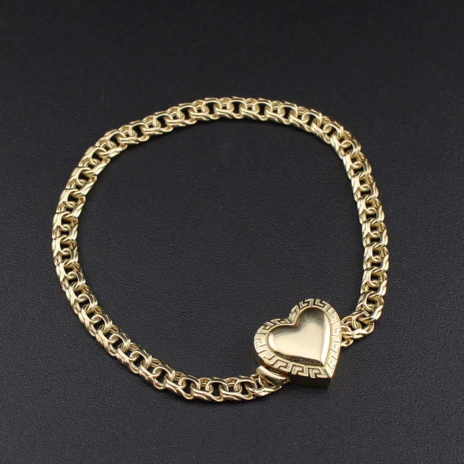 Pulsera Chino con Corazón de Oro de 10K auténtico