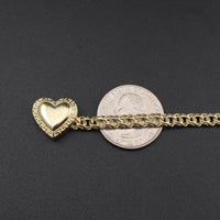 Pulsera Chino con Corazón de Oro de 10K auténtico