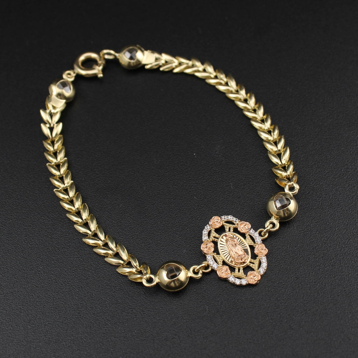 Real 10K Gold Virgin Mary Bracelet
