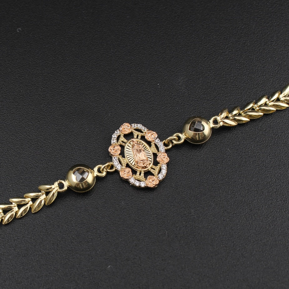 Real 10K Gold Virgin Mary Bracelet