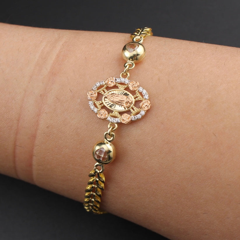 Real 10K Gold Virgin Mary Bracelet