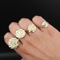 Anillo redondo de pepita de oro de 10K auténtico