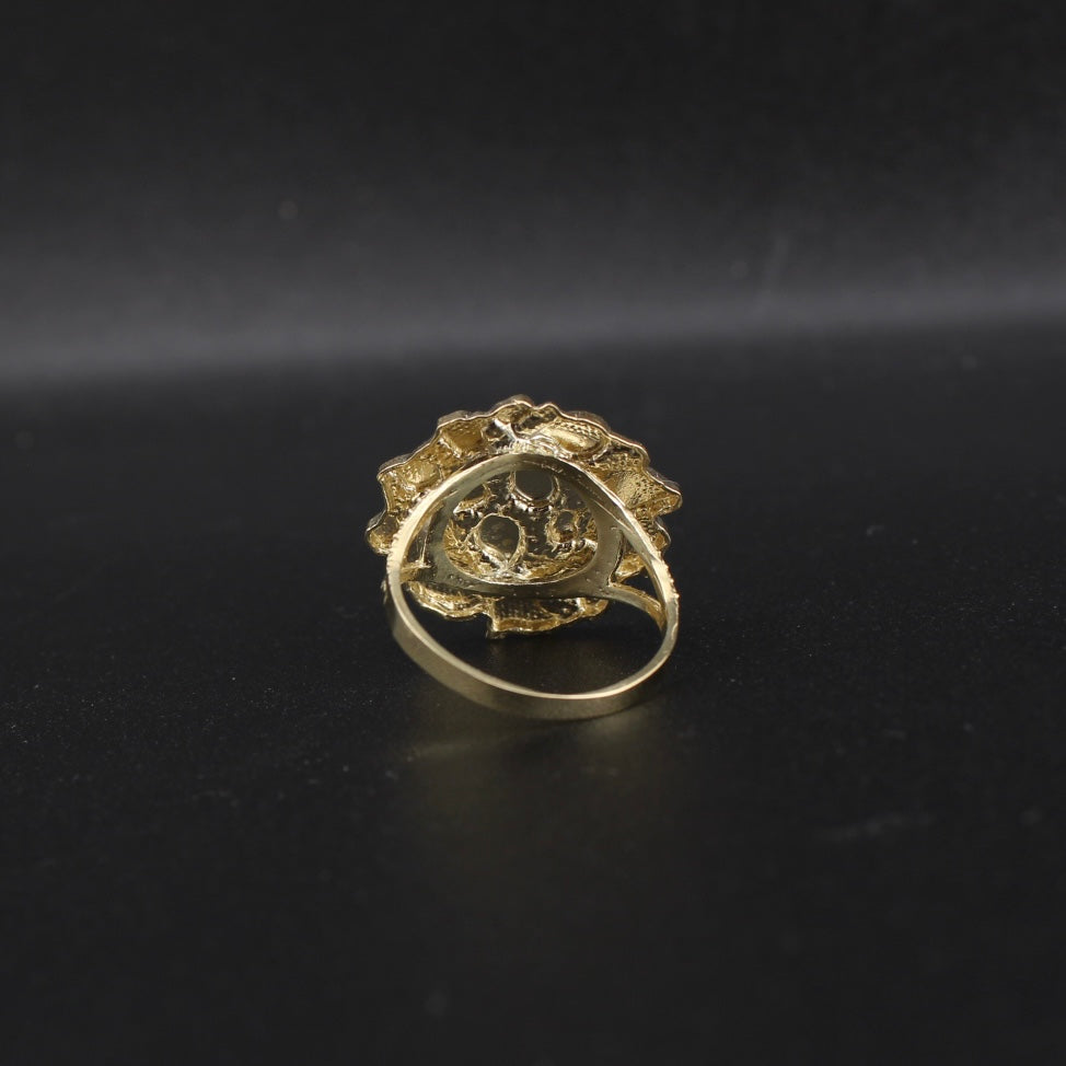 Anillo redondo de pepita de oro de 10K auténtico