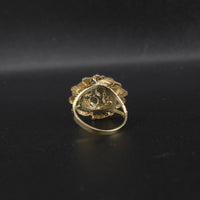 Anillo redondo de pepita de oro de 10K auténtico