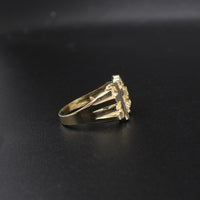 Anillo de oro de 10K auténtico con pepita y cruz