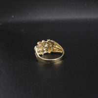 Anillo de oro de 10K auténtico con pepita y cruz