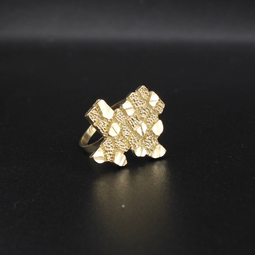 Anillo de pepita de Texas de oro de 10 quilates auténtico grande