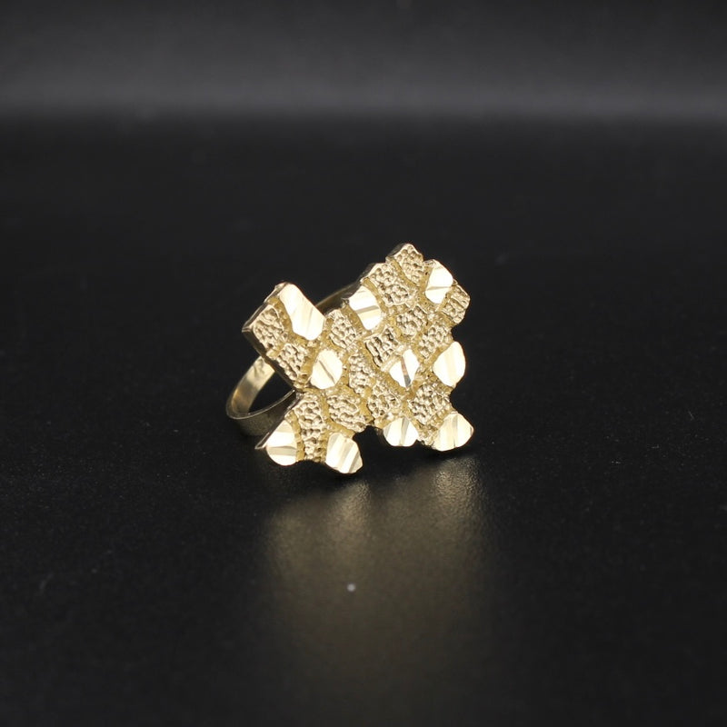 Real 10K Gold Texas Nugget Ring Large