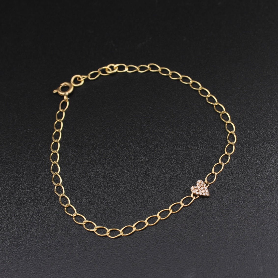 Real 10K Gold Diamond Heart Bracelet