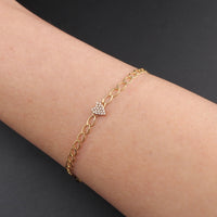 Real 10K Gold Diamond Heart Bracelet