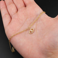Pulsera de oro de 10K con diamante de ojo turco auténtico