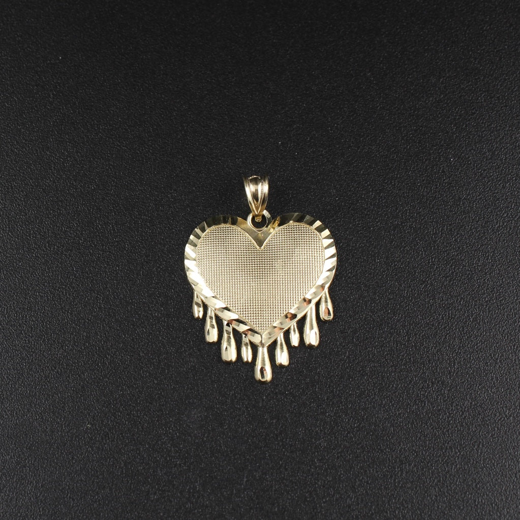 Real 10K Gold Dripping Heart Pendant