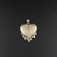 Real 10K Gold Dripping Heart Pendant
