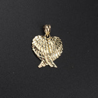 Real 10K Gold Angel Wings Heart Pendant