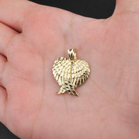 Real 10K Gold Angel Wings Heart Pendant