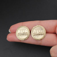 Pendientes de pepita del Tesoro de la Última Cena de oro de 10K auténtico
